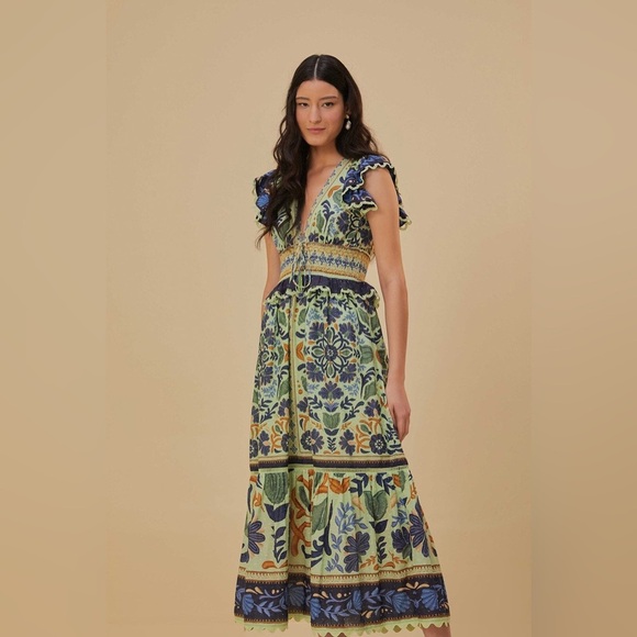 FARM Rio Ocean Tapestry Green Maxi Dress - Picture 2 of 13
